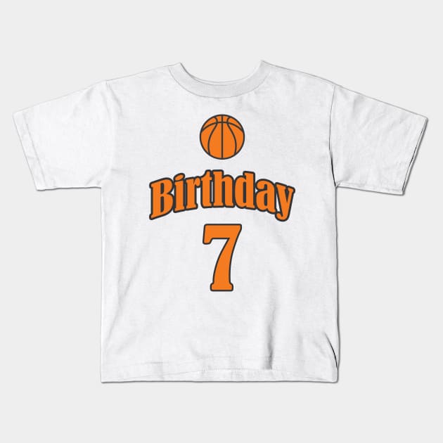 7th Birthday Basketball Funny Boy Girl Kids Gift Kids T-Shirt by chrizy1688